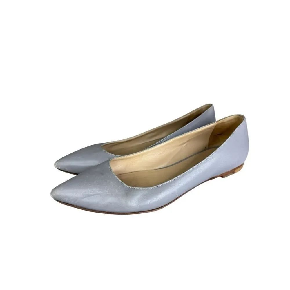 M. Gemi Italian Leather Flats Dusty Blue Pointed Toe Shoes 38.5 US 8.5